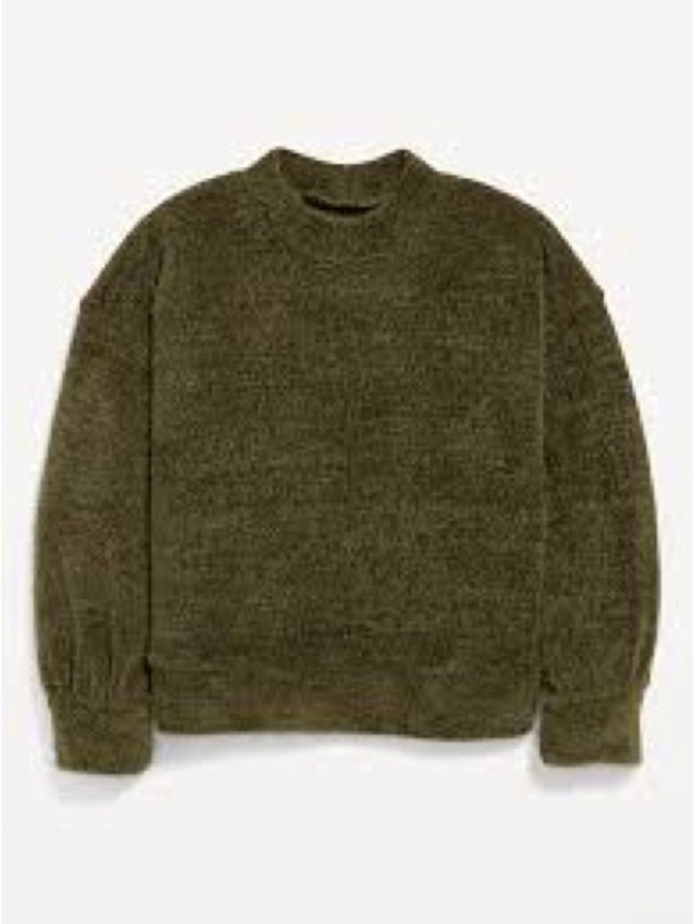 New Old Navy Girls Cozy Mock-Neck Chenille Sweater Olive Green Large - Picture 2 of 13